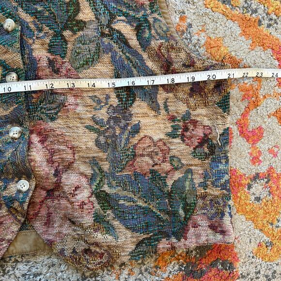 VTG VRG SPORT Floral Tapestry Vest Size L Indie Eclectic Hipster Casual Grandma - Picture 5 of 8